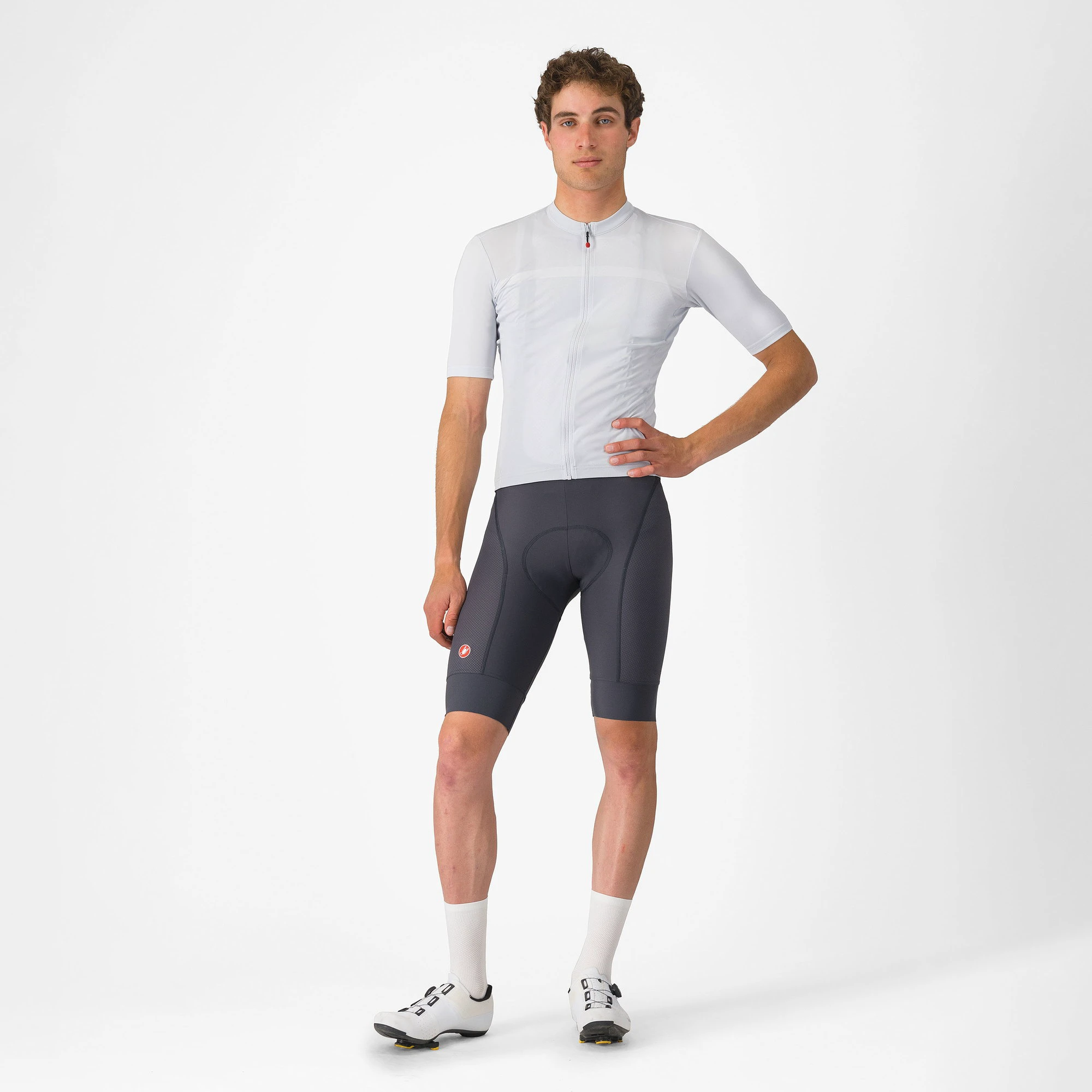 7. Castelli - pantaloni ciclism scurti cu bretele - Competizione 2 Bibshort - 15-35 gr C - gri inchis