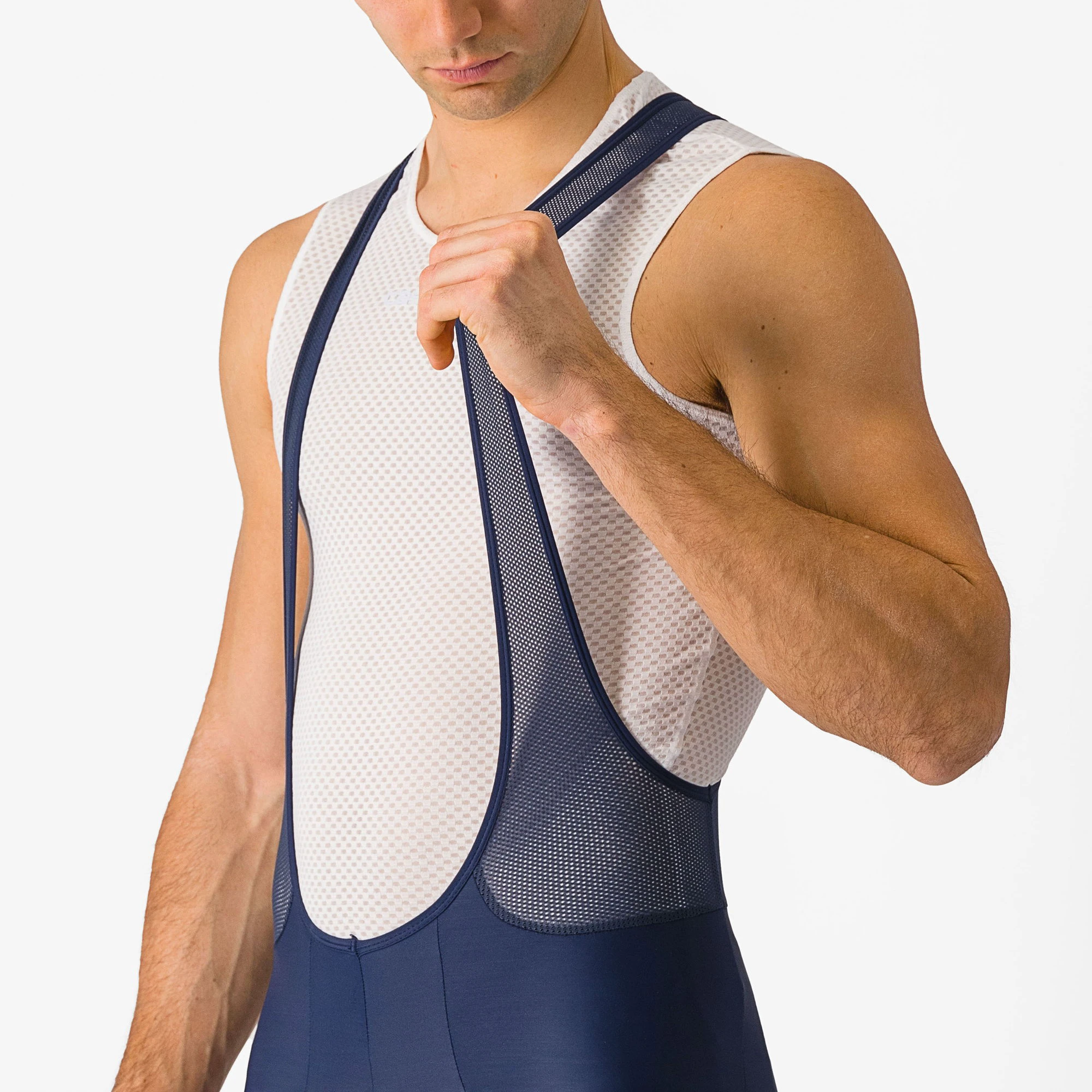 4. Castelli - pantaloni ciclism scurti cu bretele - Entrata 2 Bibshort - 15-35 gr C - albastru belgian