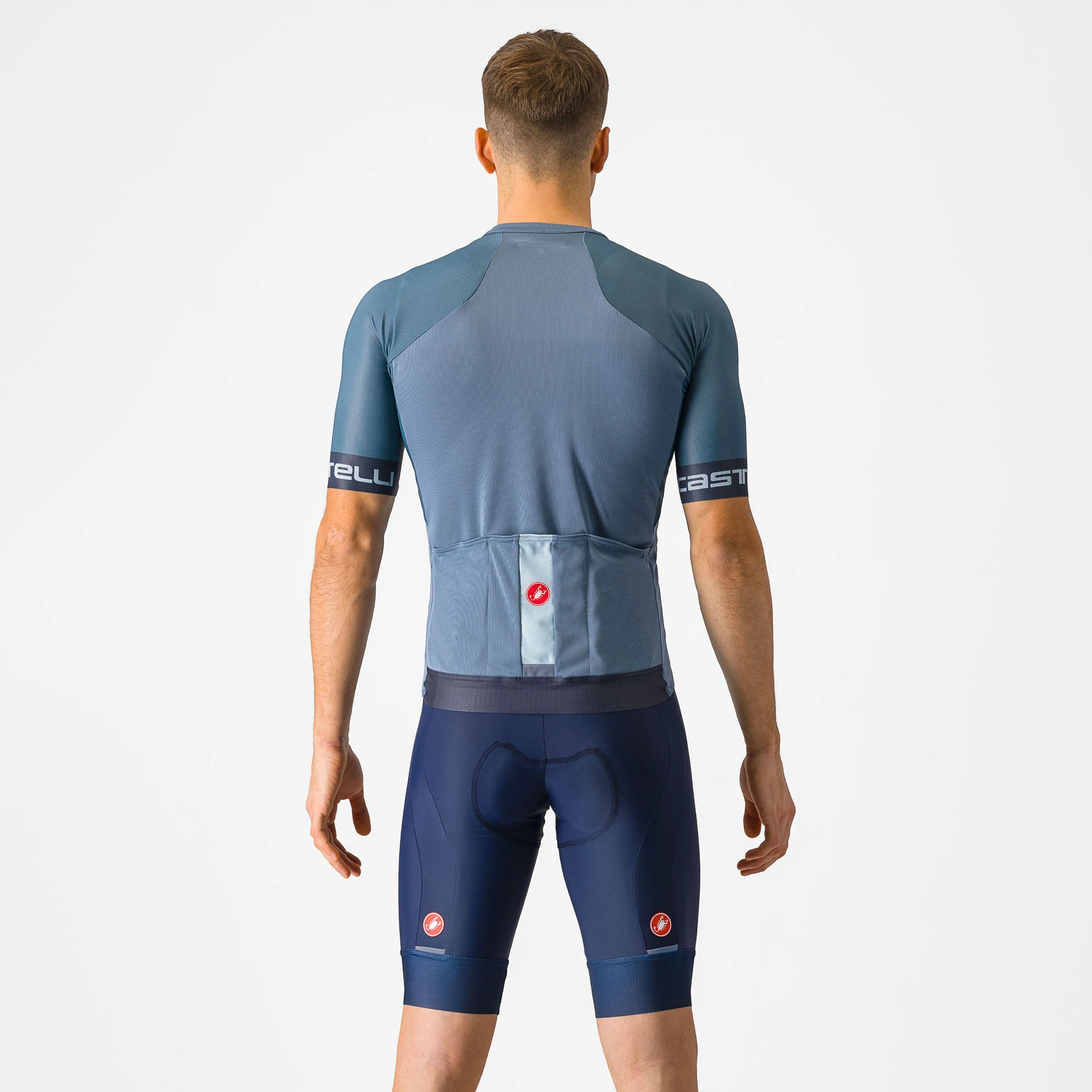 2. Castelli - pantaloni ciclism scurti cu bretele - Entrata 2 Bibshort - 15-35 gr C - albastru belgian