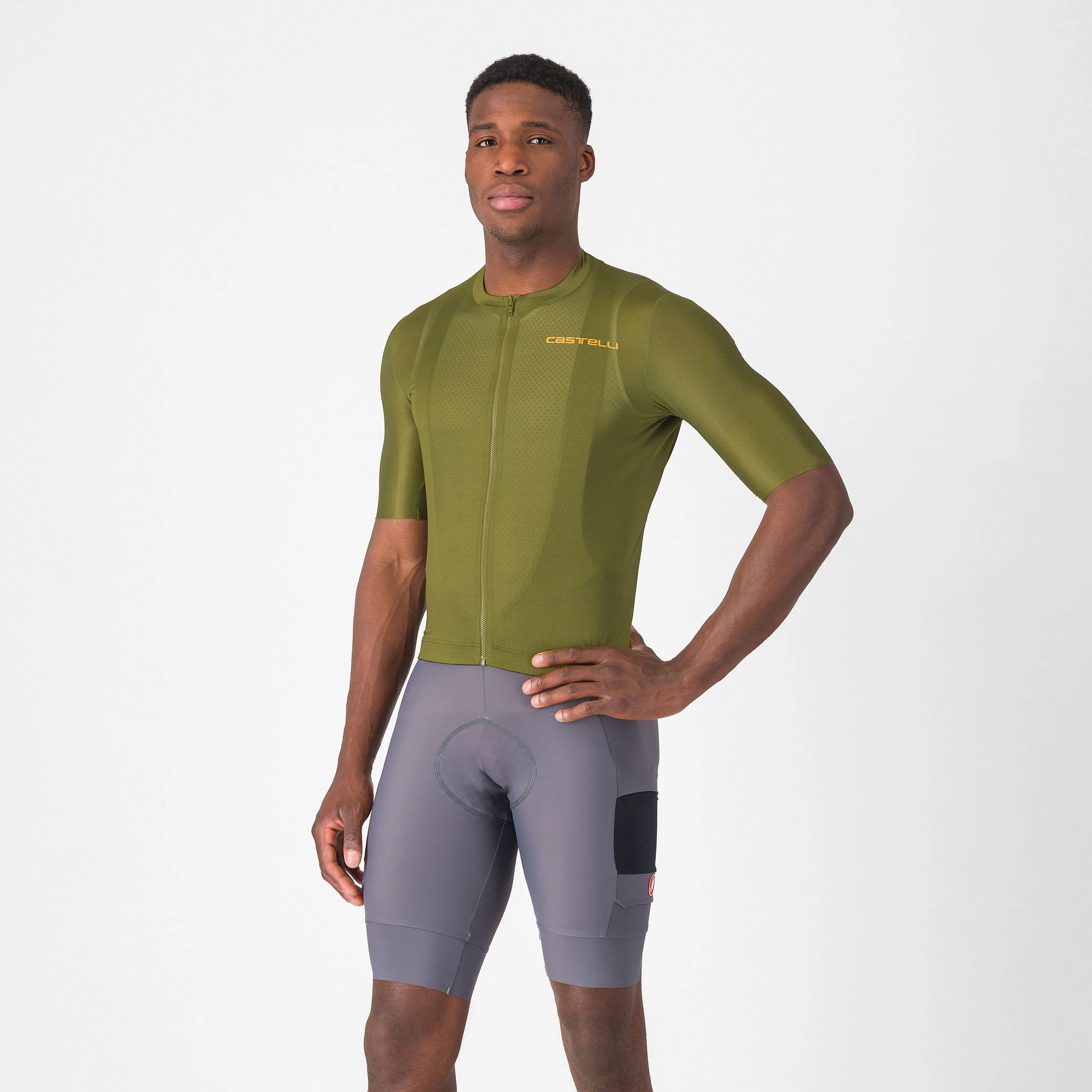 1. Castelli - pantaloni ciclism scurti cu bretele - Unlimited Cargo Bibshort - 15-35 gr C - gri inchis Smokey