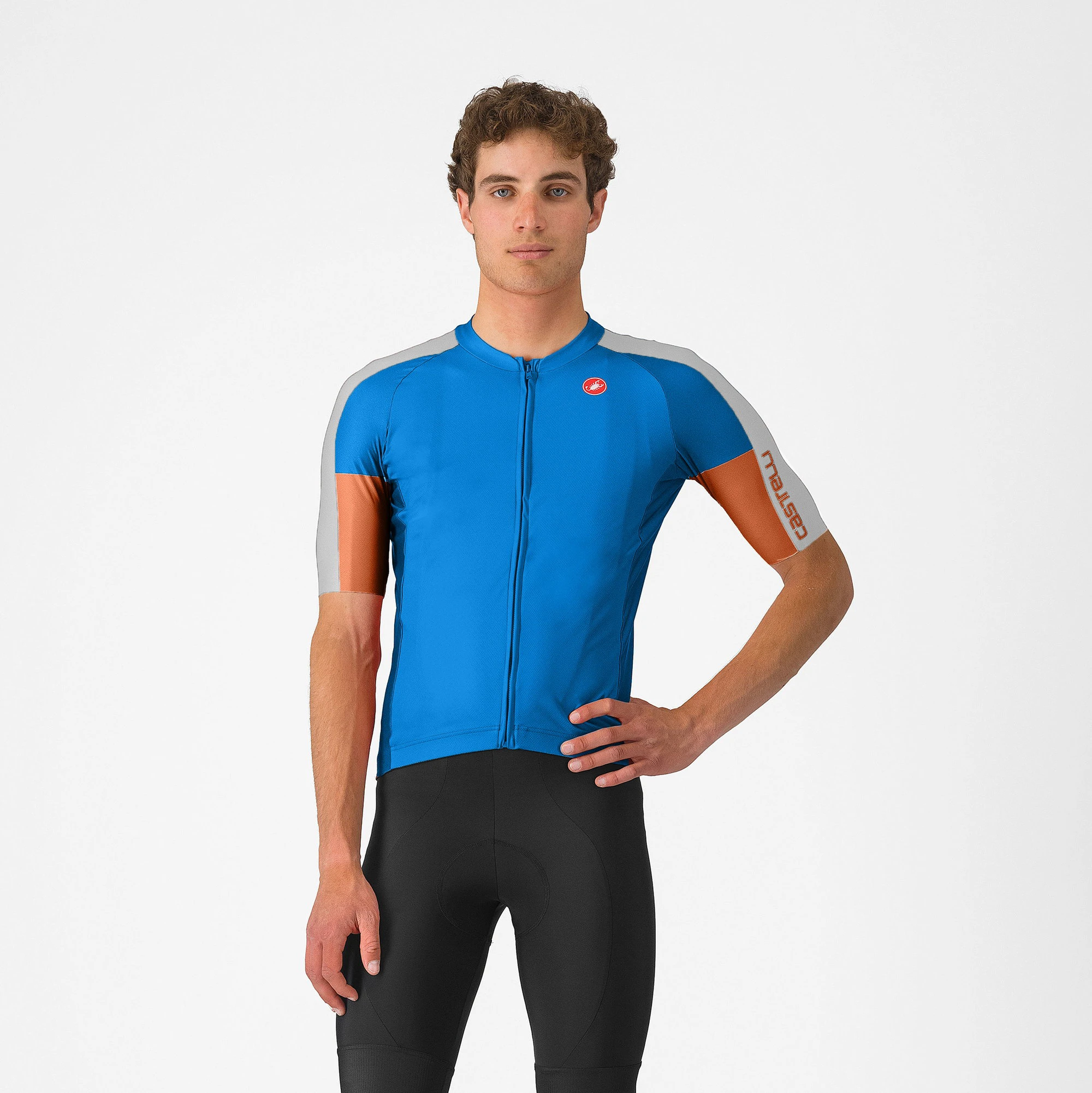 Castelli - tricou ciclism maneca scurta regular fit - Entrata 6 Jersey - albastru | argintiu - 63491