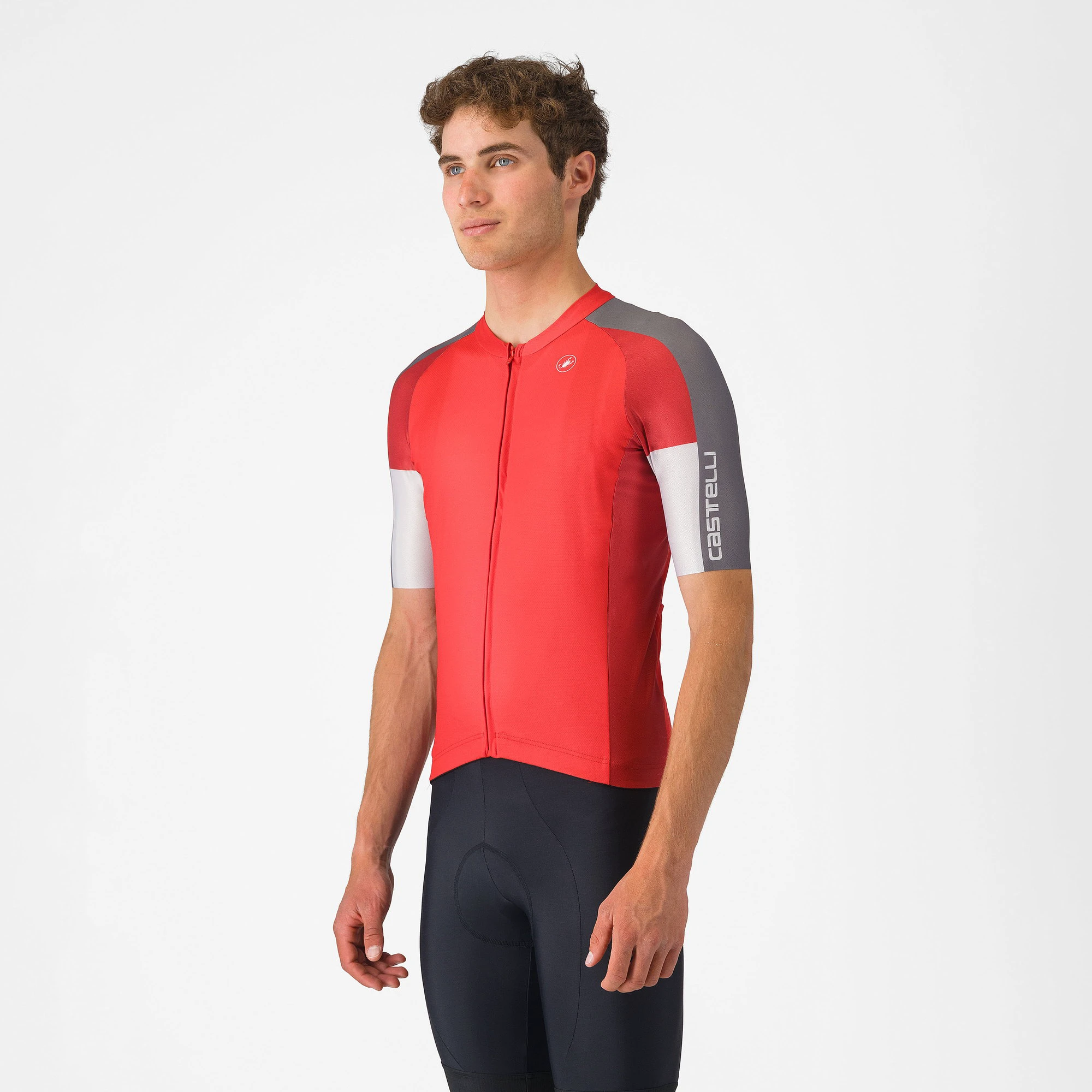 1. Castelli - tricou ciclism maneca scurta regular fit - Entrata 6 Jersey - rosu | gri