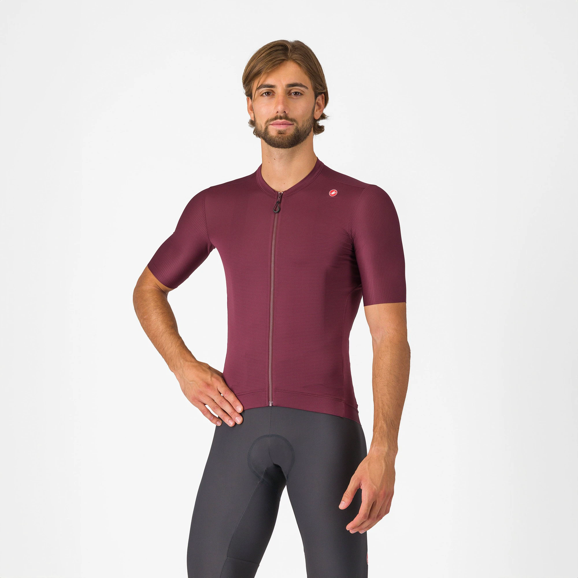 Castelli - tricou ciclism maneca scurta tailored fit - Espresso Jersey - 18-35 gr C - bordo | argintiu - 63635