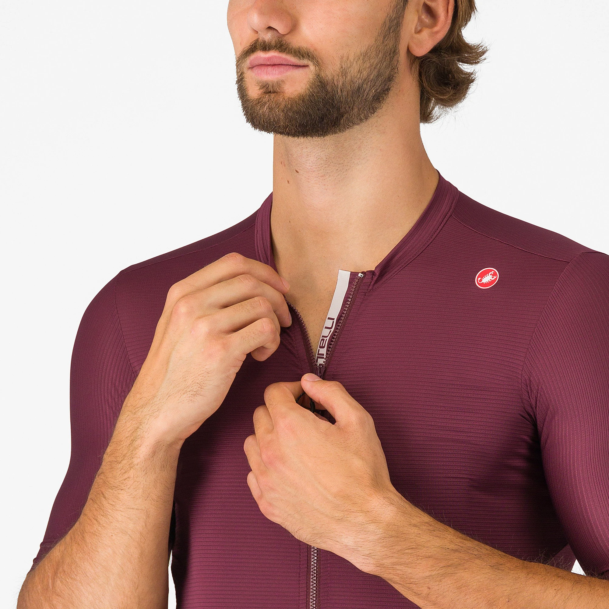 4. Castelli - tricou ciclism maneca scurta tailored fit - Espresso Jersey - 18-35 gr C - bordo | argintiu