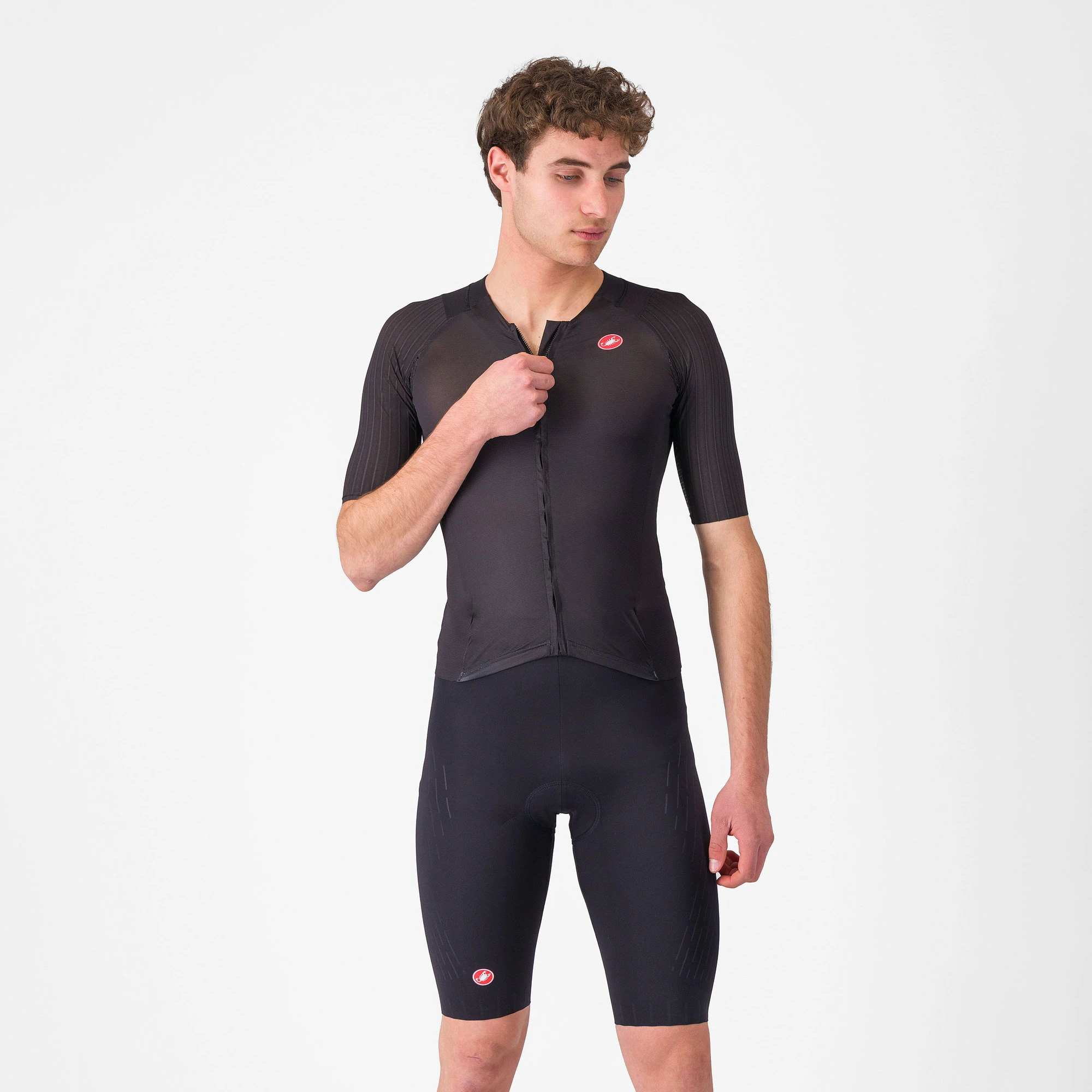 Castelli - costum triatlon cu maneca scurta - Free Sanremo 3 Suit Short Sleeve - negru - 63901