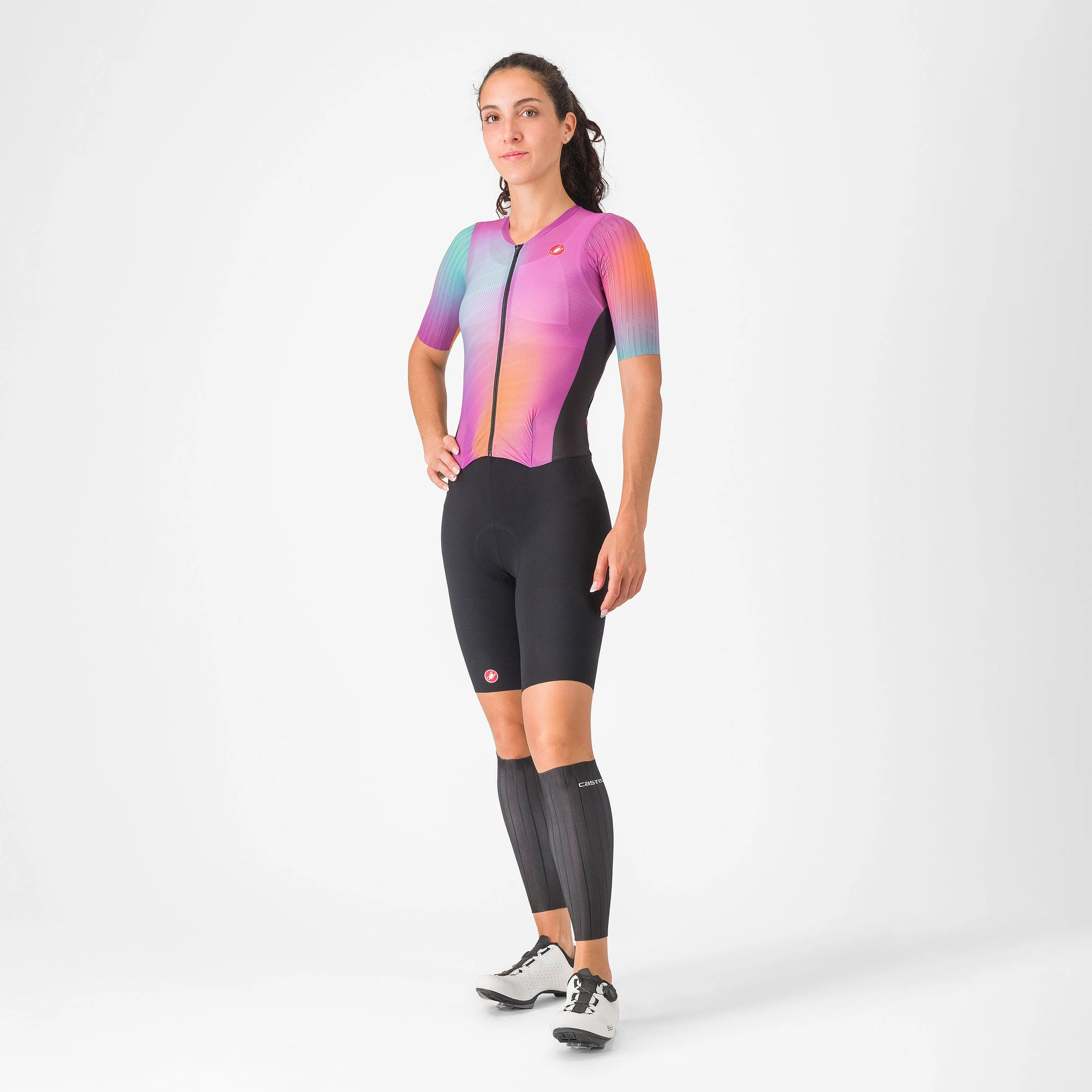 7. Castelli - costum triatlon cu maneca scurta - PR 2 W Speed Suit - negru | portocaliu