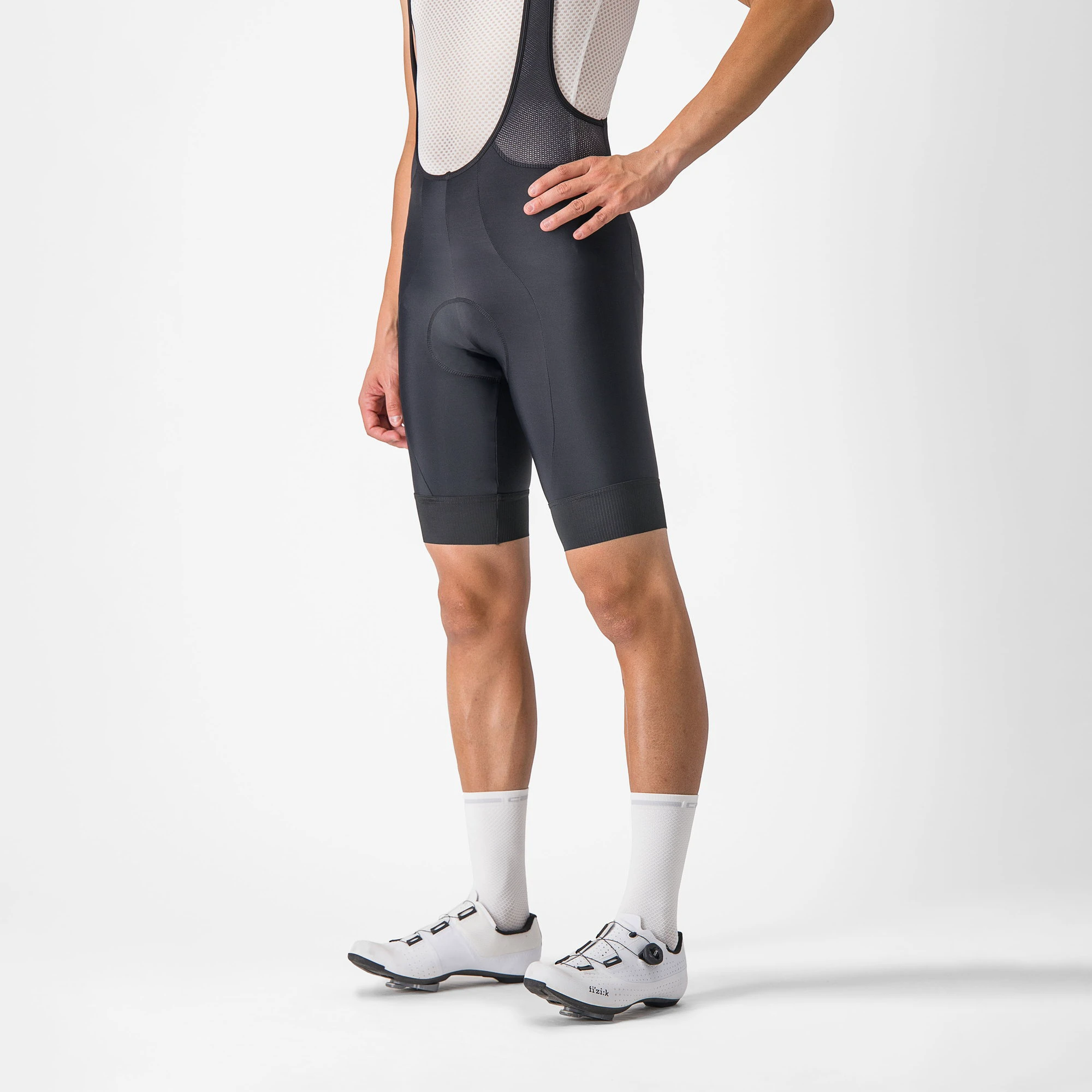 5. Castelli - pantaloni ciclism scurti cu bretele - Entrata 2 Bibshort - 15-35 gr C - negru