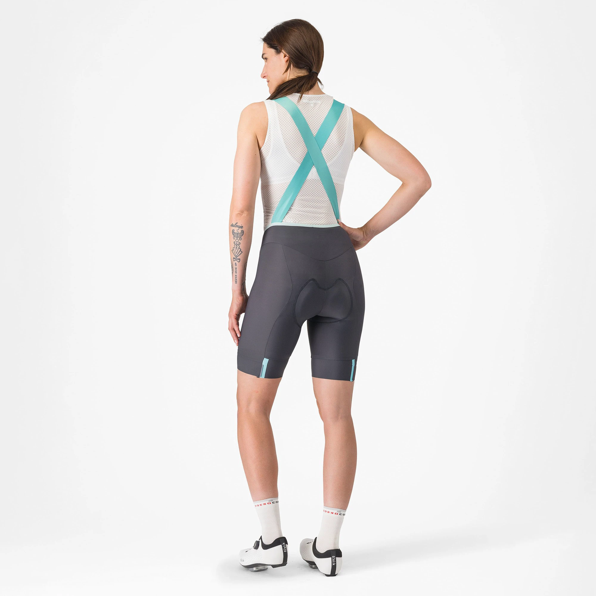 7. Castelli - pantaloni ciclism scurti cu bretele - Prima 2 Dt Bibshort - 16-35 gr C - gri inchis | albastru