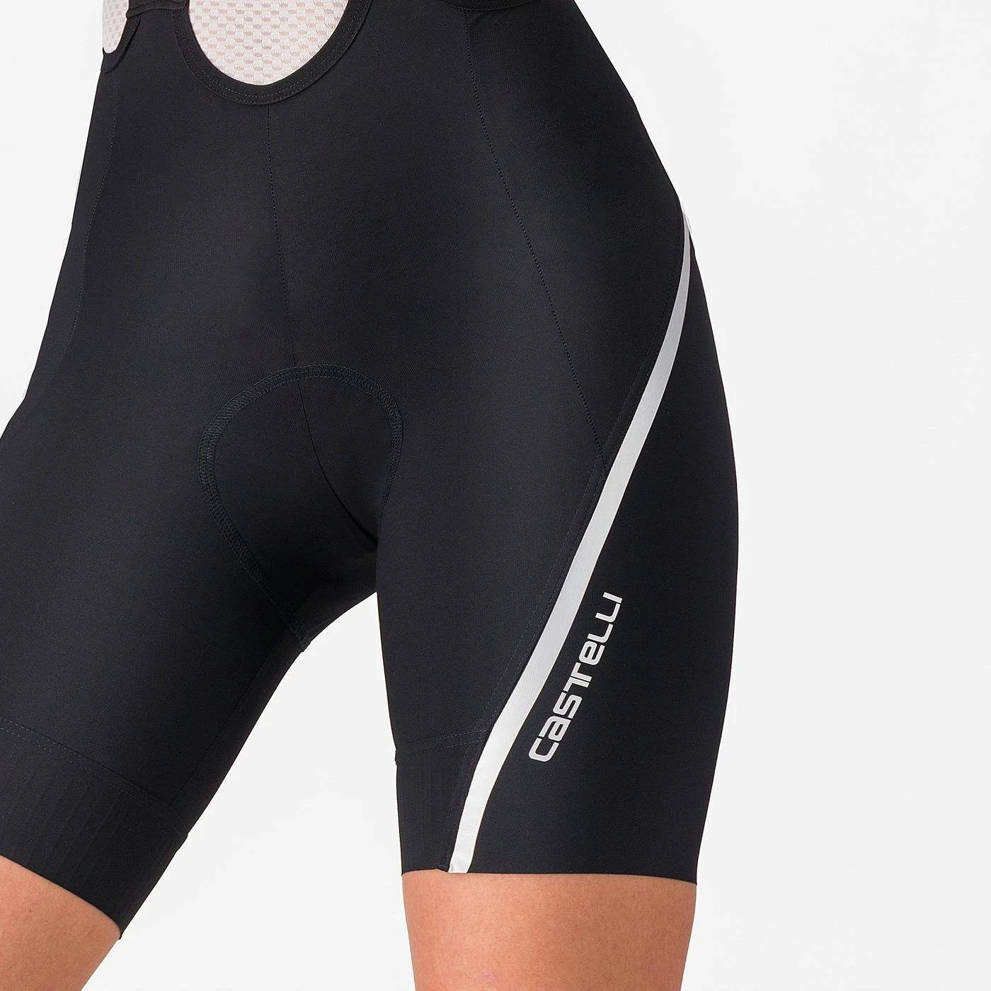 4. Castelli - pantaloni ciclism scurti cu bretele - Velocissima 3 Bibshort - 15-38 gr C - negru | argintiu