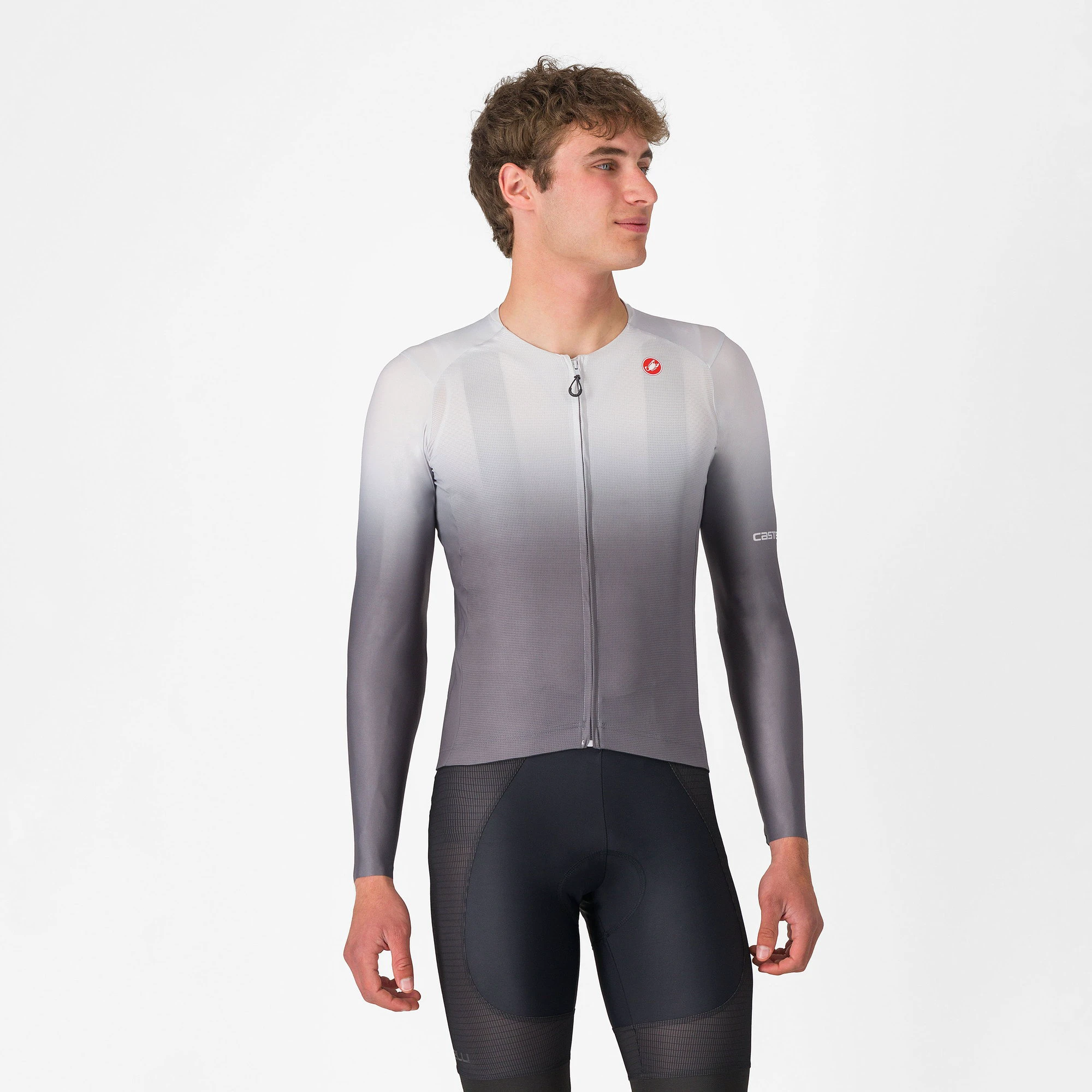 Castelli - tricou ciclism maneca lunga tailored fit cu protectie solara - Upf Long Sleeve Jersey - gri argintiu - 63678
