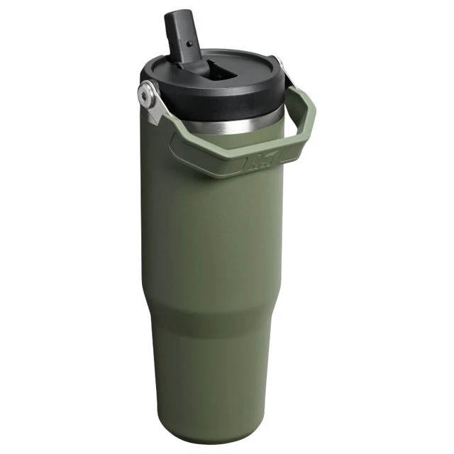 2. Stanley - termos tip sticla cu pai - Iceflow Flip Straw Tumbler 2.0 - kaki - 0.89 L