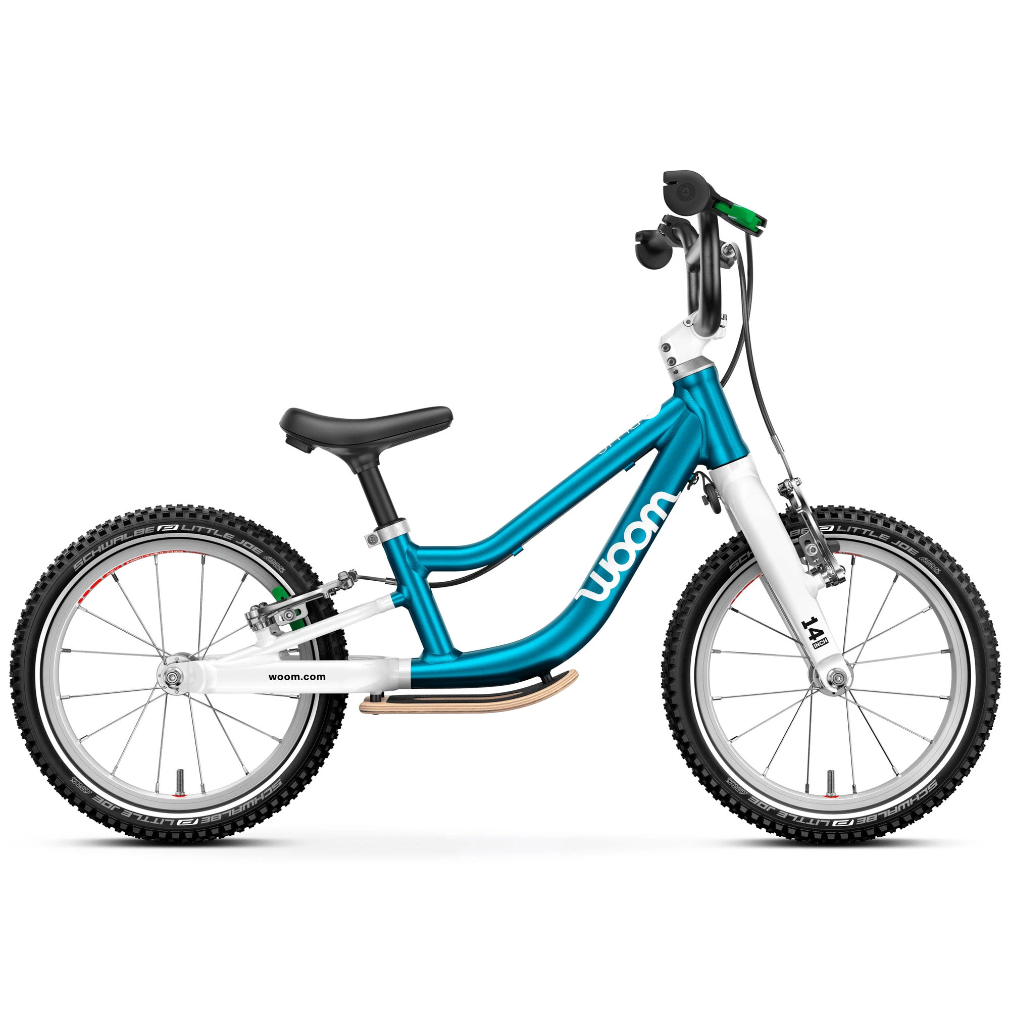 1. Bicicleta copii Woom 1 Go Plus cu roti 14" albastru Metallic Blue