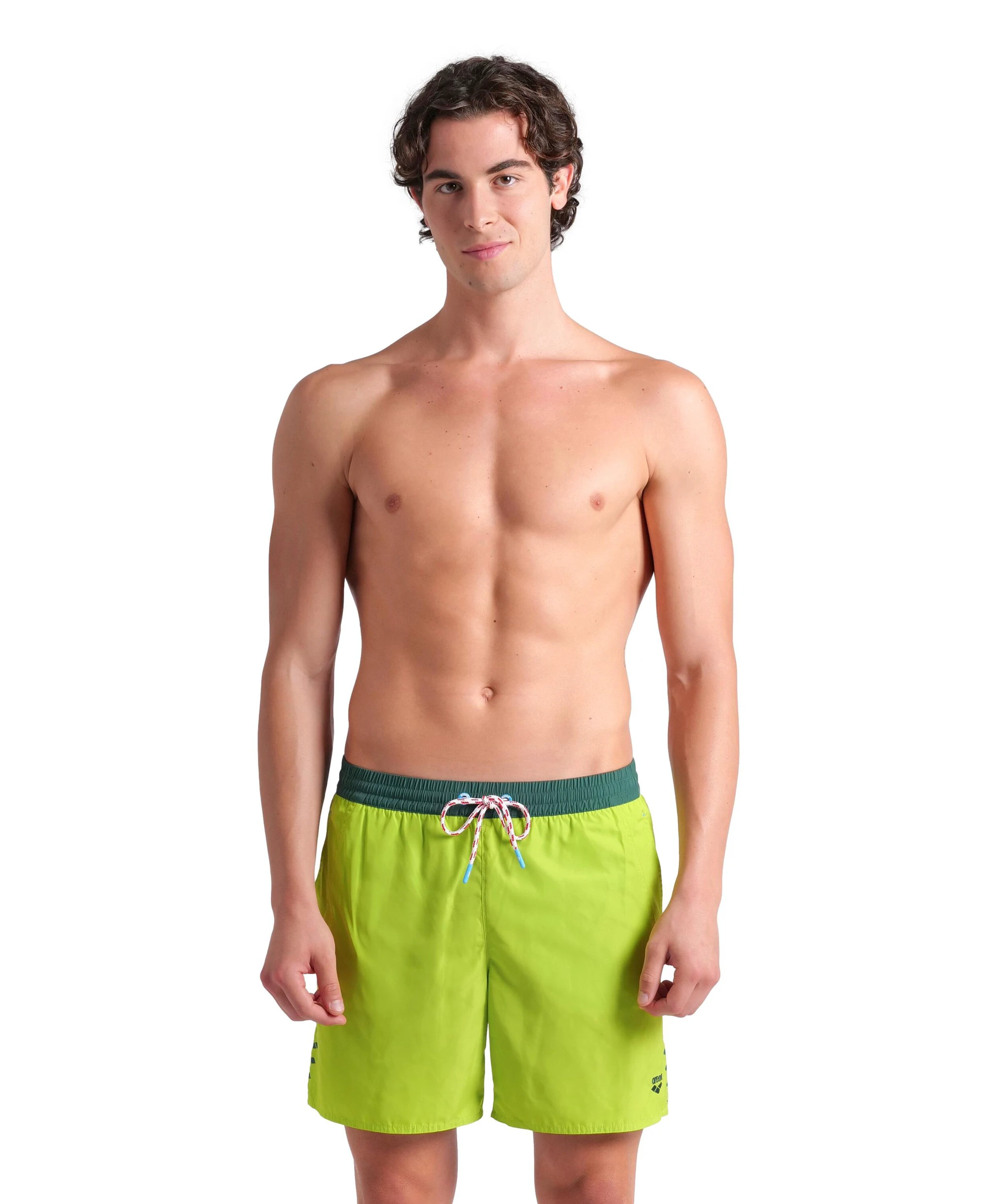 1. Arena - short inot barbati - Team Stripe Beach Boxer - Arctic-Lime-Mangrove