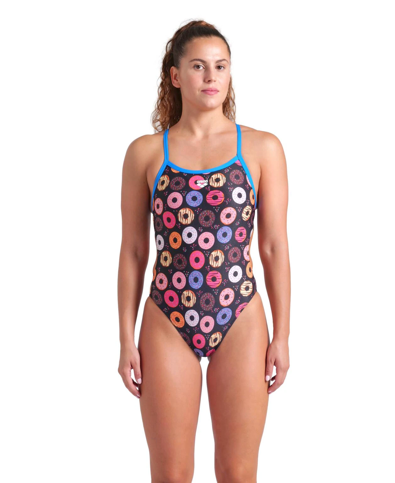 1. Arena - costum inot femei intreg - Donuts Swimsuit Challenge Back - Black - Multi I Blue I River