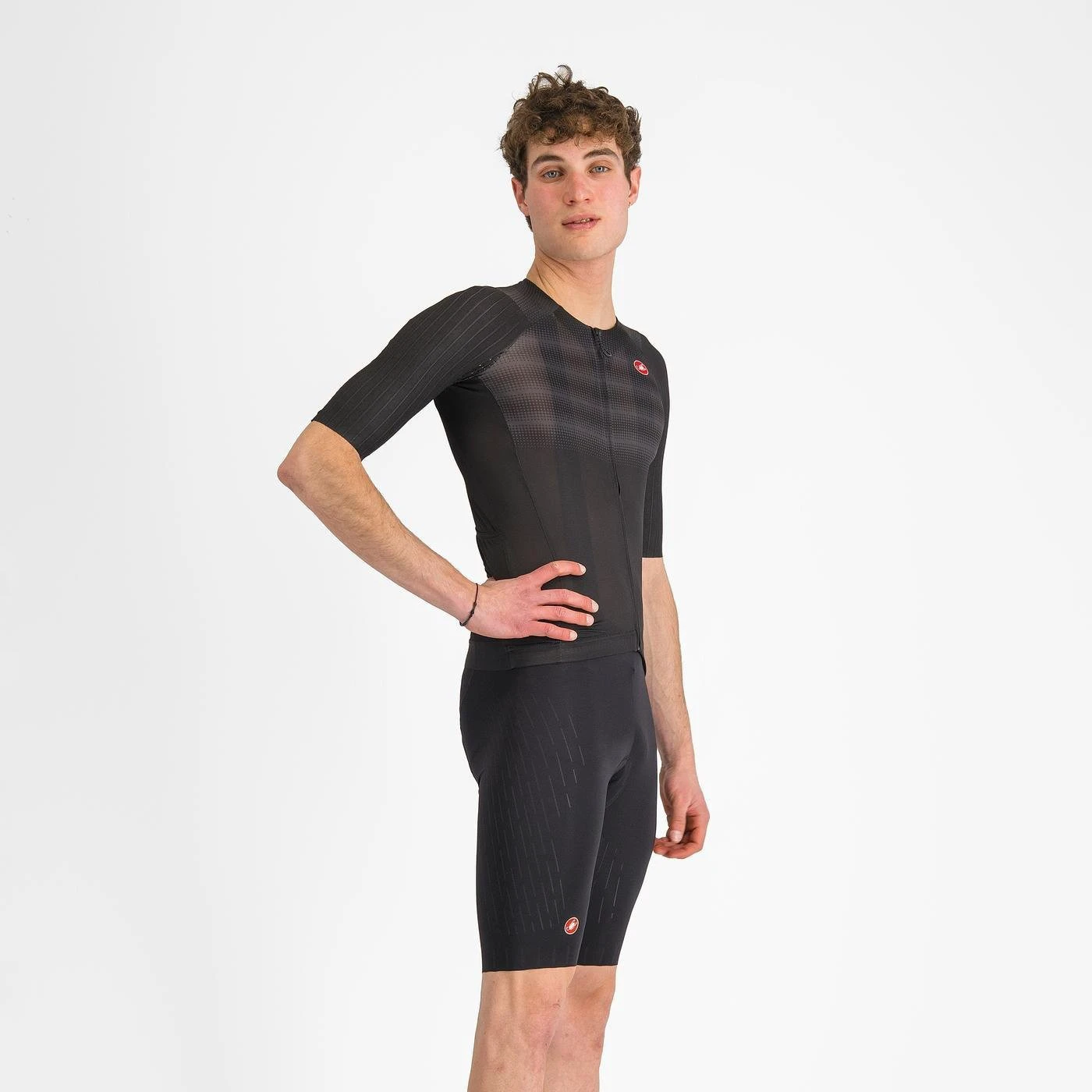Castelli - pantaloni ciclism scurti cu bretele - Free Aero Race S Bibshort - negru - 68475