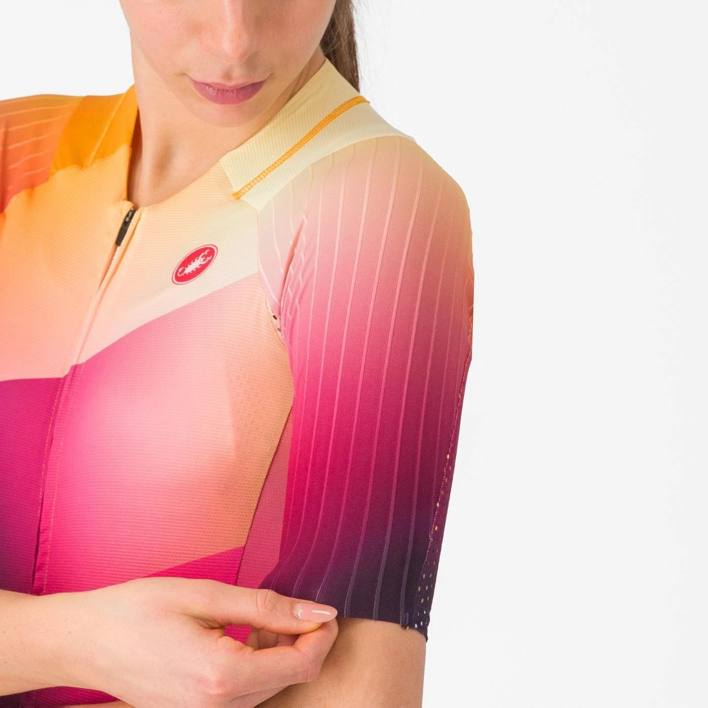 3. Castelli - costum triatlon cu maneca scurta - Free Sanremo 3 W Suit Short Sleeve - negru | portocaliu vivid