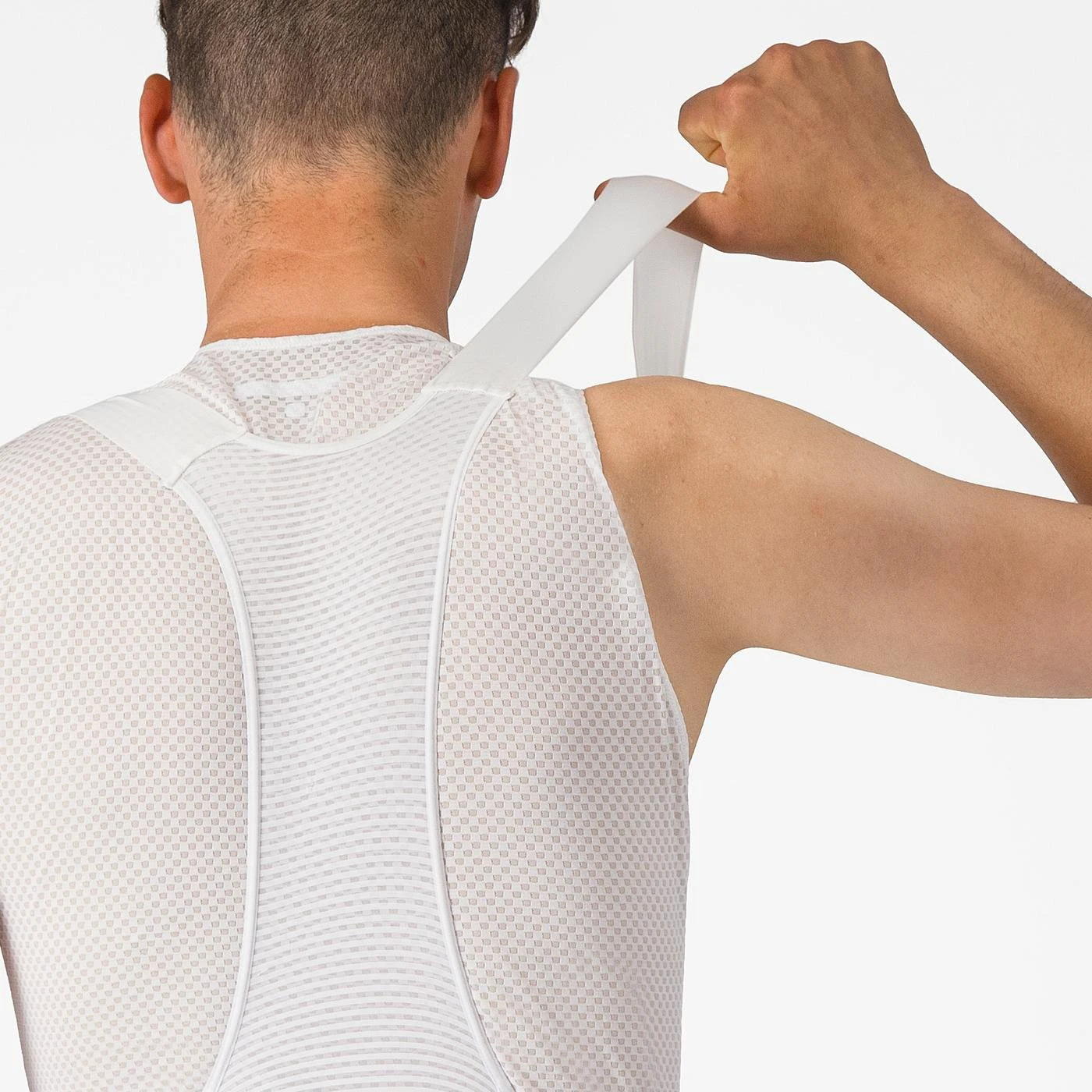 5. Castelli - pantaloni ciclism scurti cu bretele - Free Aero Race S Bibshort - alb
