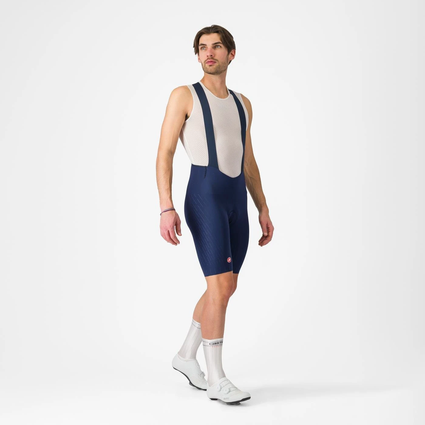 6. Castelli - pantaloni ciclism scurti cu bretele - Free Aero Race S Bibshort - albastru belgian