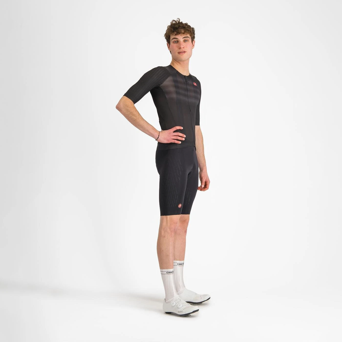 9. Castelli - pantaloni ciclism scurti cu bretele - Free Aero Race S Bibshort - negru