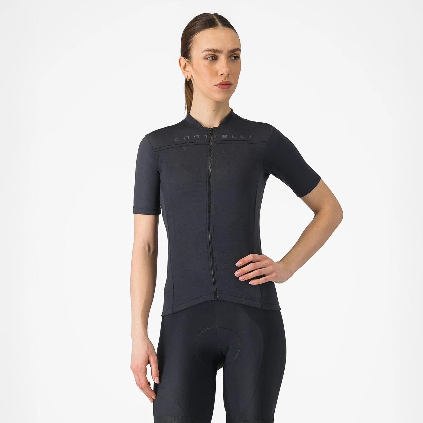 Castelli - tricou ciclism maneca scurta regular fit - Anima 4 W Jersey - 18-32 gr C - negru deschis - 68570