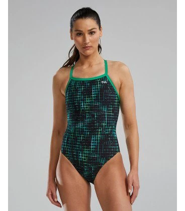 1. TYR - costum baie intreg pentru femei - Diamondfit - Atrix - albastru I verde