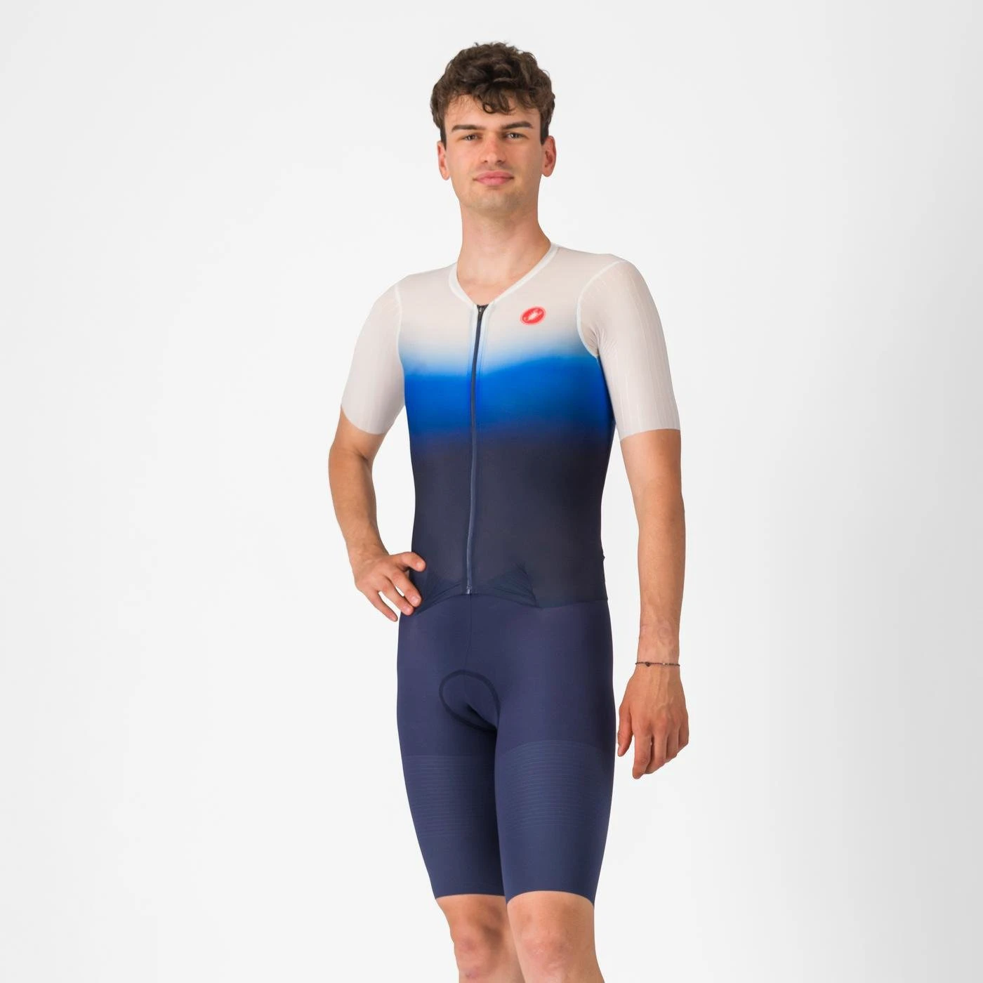 1. Castelli - costum triatlon cu maneca scurta - Pr 2 Speed Suit - albastru | alb