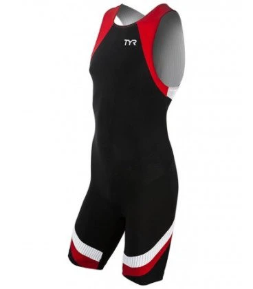 1. TYR - trisuit carbon cu fermoar pe spate - negru rosu