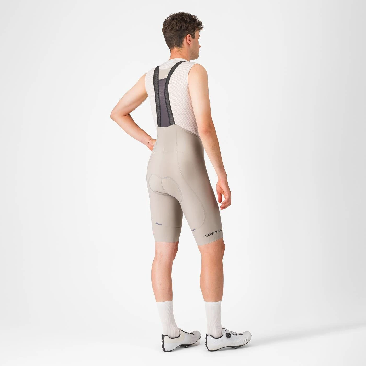 7. Castelli - pantaloni ciclism scurti cu bretele - Espresso Bibshort - 15-35 gr C - argila