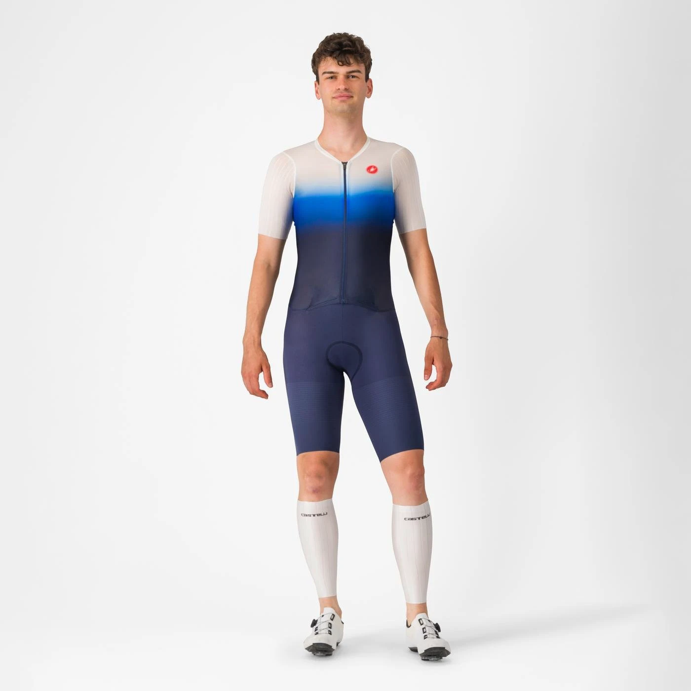 8. Castelli - costum triatlon cu maneca scurta - Pr 2 Speed Suit - albastru | alb