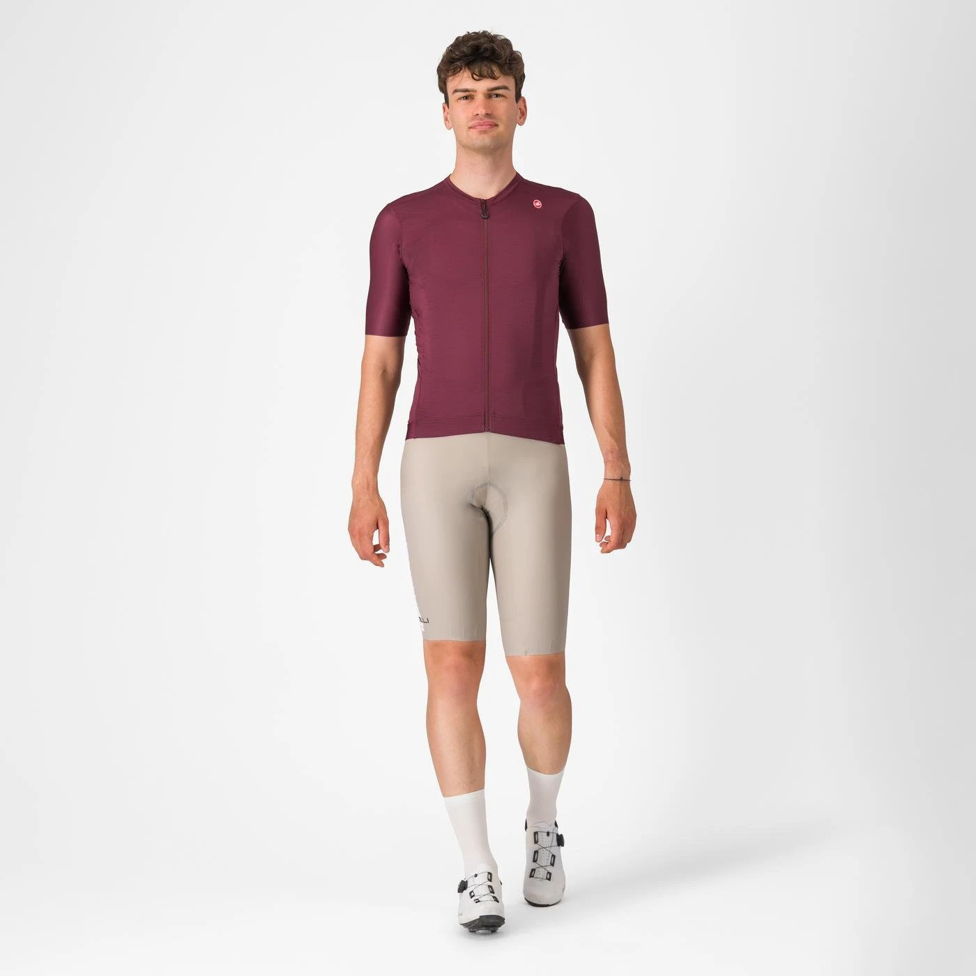 8. Castelli - pantaloni ciclism scurti cu bretele - Espresso Bibshort - 15-35 gr C - argila