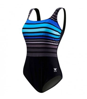 1. TYR Ombre stripe aqua controlfit costum - negru albastru