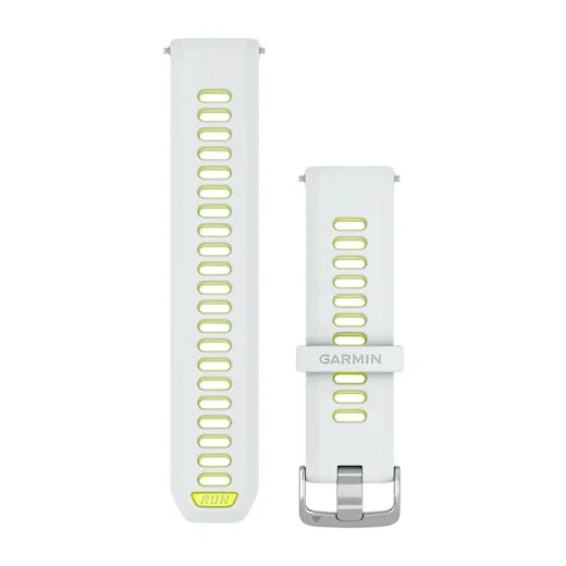 1. Garmin - curea silicon Forerunner - Quick Release 22 - Alb ceramic I Amp Yellow transparent cu Hardware argintiu