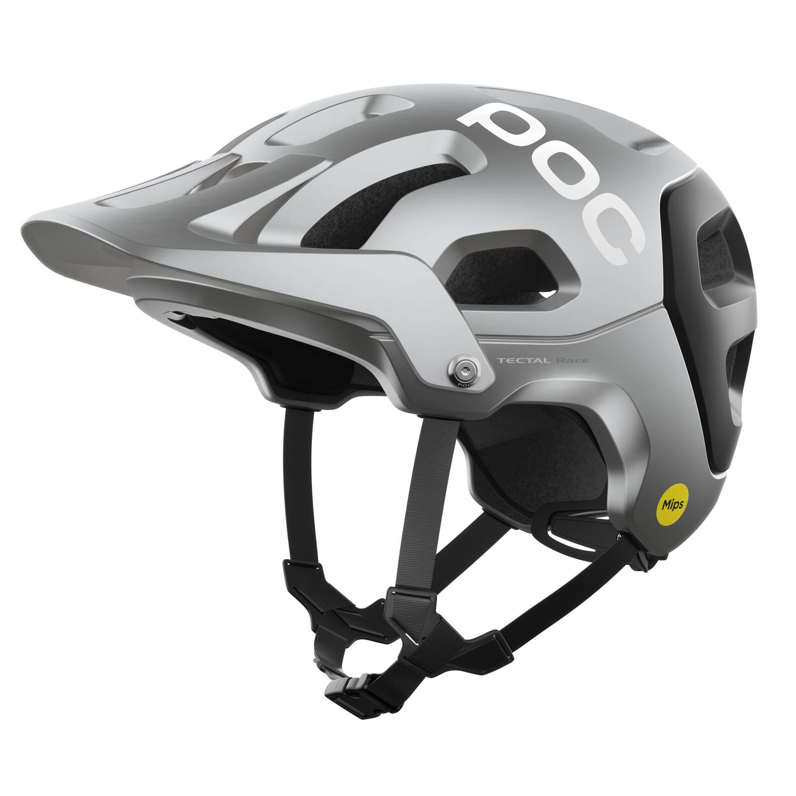 1. POC - casca MTB - Tectal Race Mips - Argentite Silver I Uranium Black Matt
