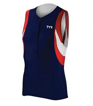1. TYR - bluza triatlon fara maneci - Men's Competitor Singlet - bleumarin rosu