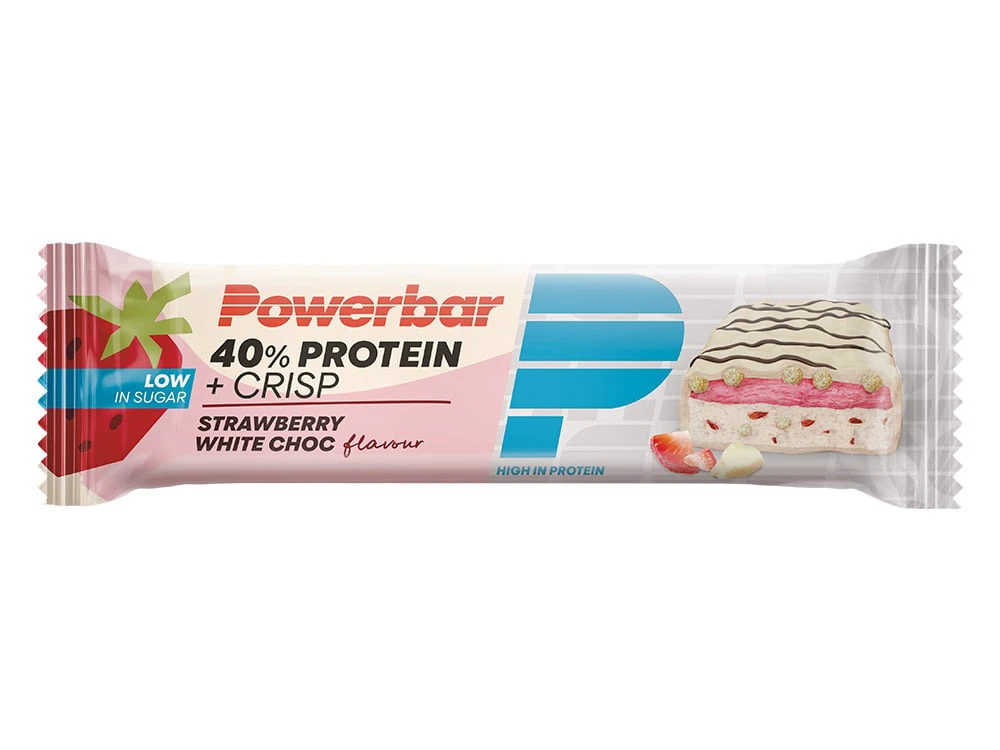 1. Powerbar - baton proteic - Protein+ 40% - capsuni ciocolata alba - 40g
