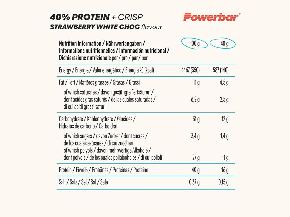 3. Powerbar - baton proteic - Protein+ 40% - capsuni ciocolata alba - 40g