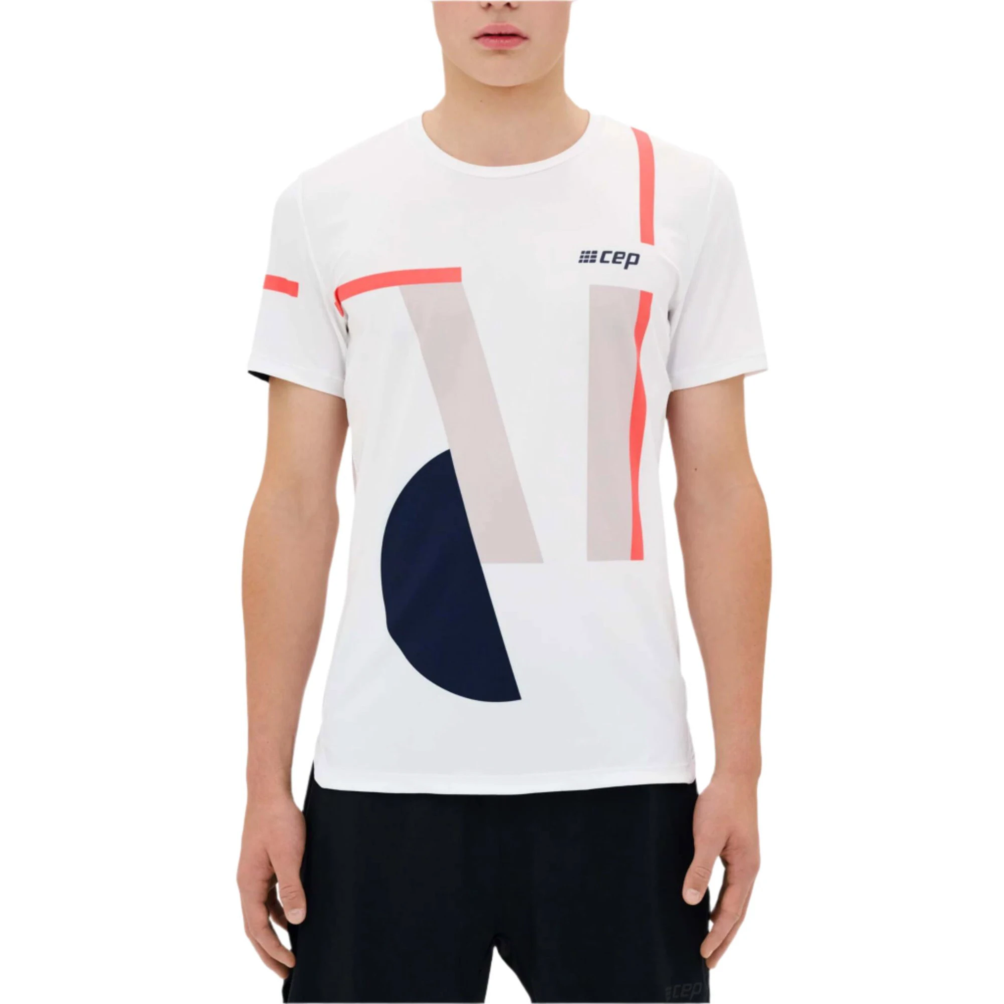 5. CEP - tricou tehnic - the run shirt round neck short sleeve v5 - white | geometrics
