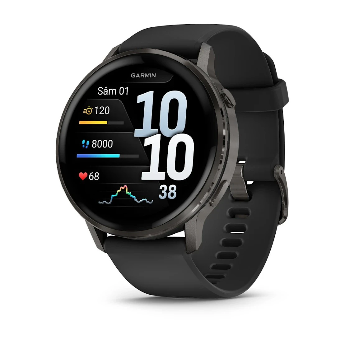 1. Garmin - Venu 4 45mm smartwatch cu GPS și AMOLED - Gri ardezie cu Curea din silicon negru