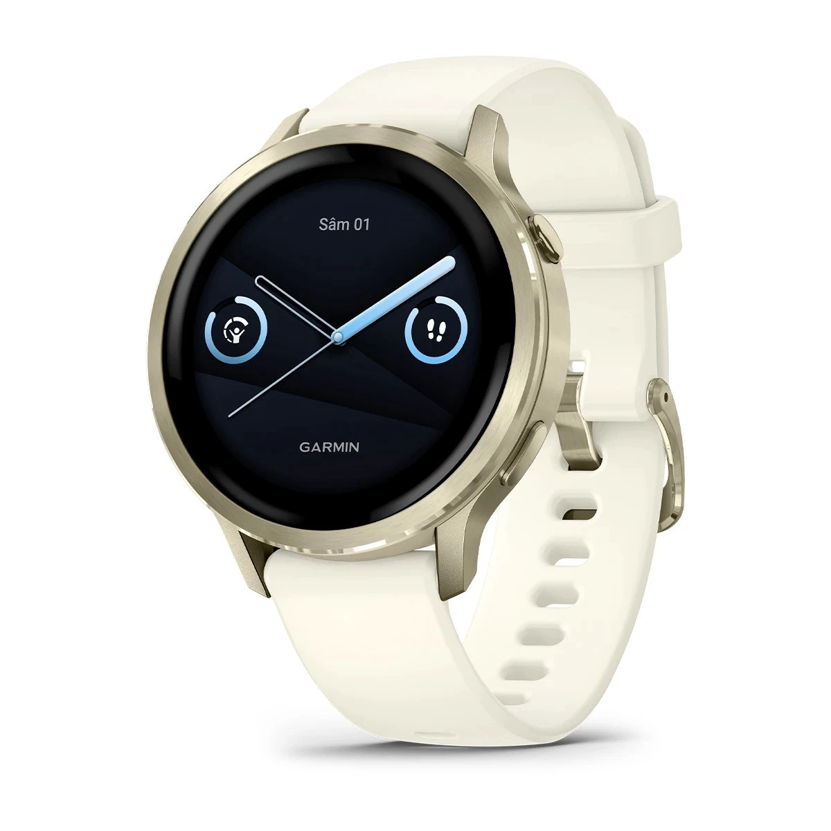 1. Garmin - Venu 4 41mm smartwatch cu GPS și AMOLED - Lunar Glod cu curea de silicon Bone