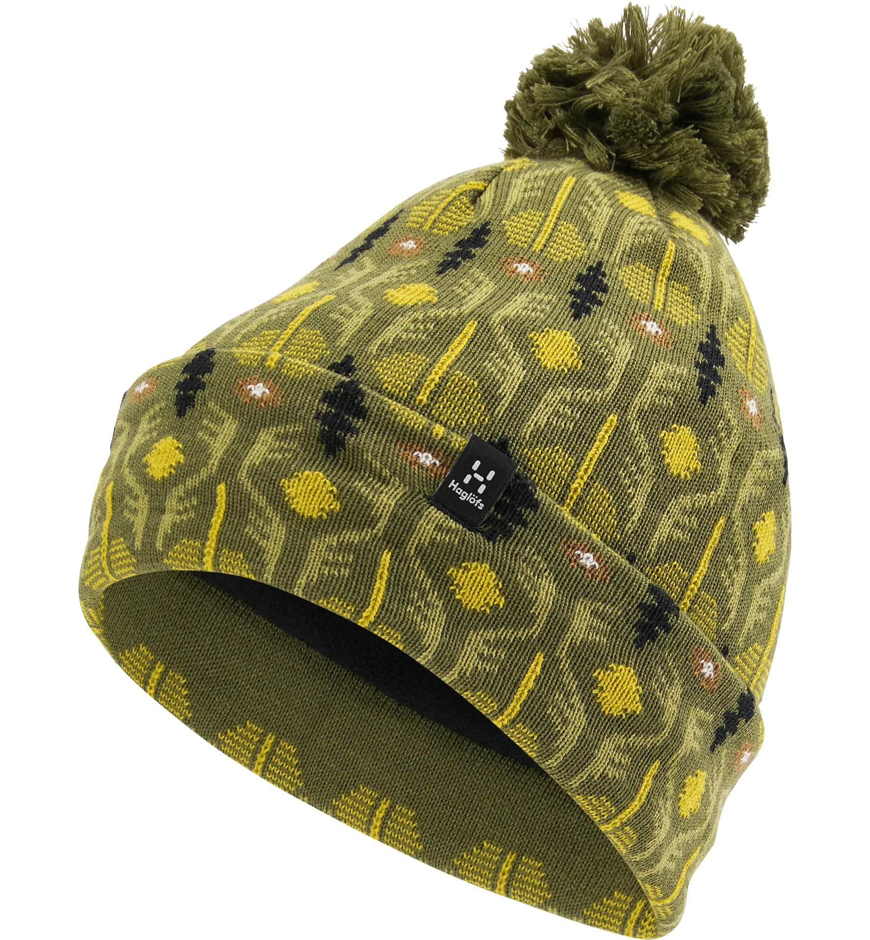 1. Caciulă Haglöfs Mountain Jaquard Beanie – Olive Green Pattern