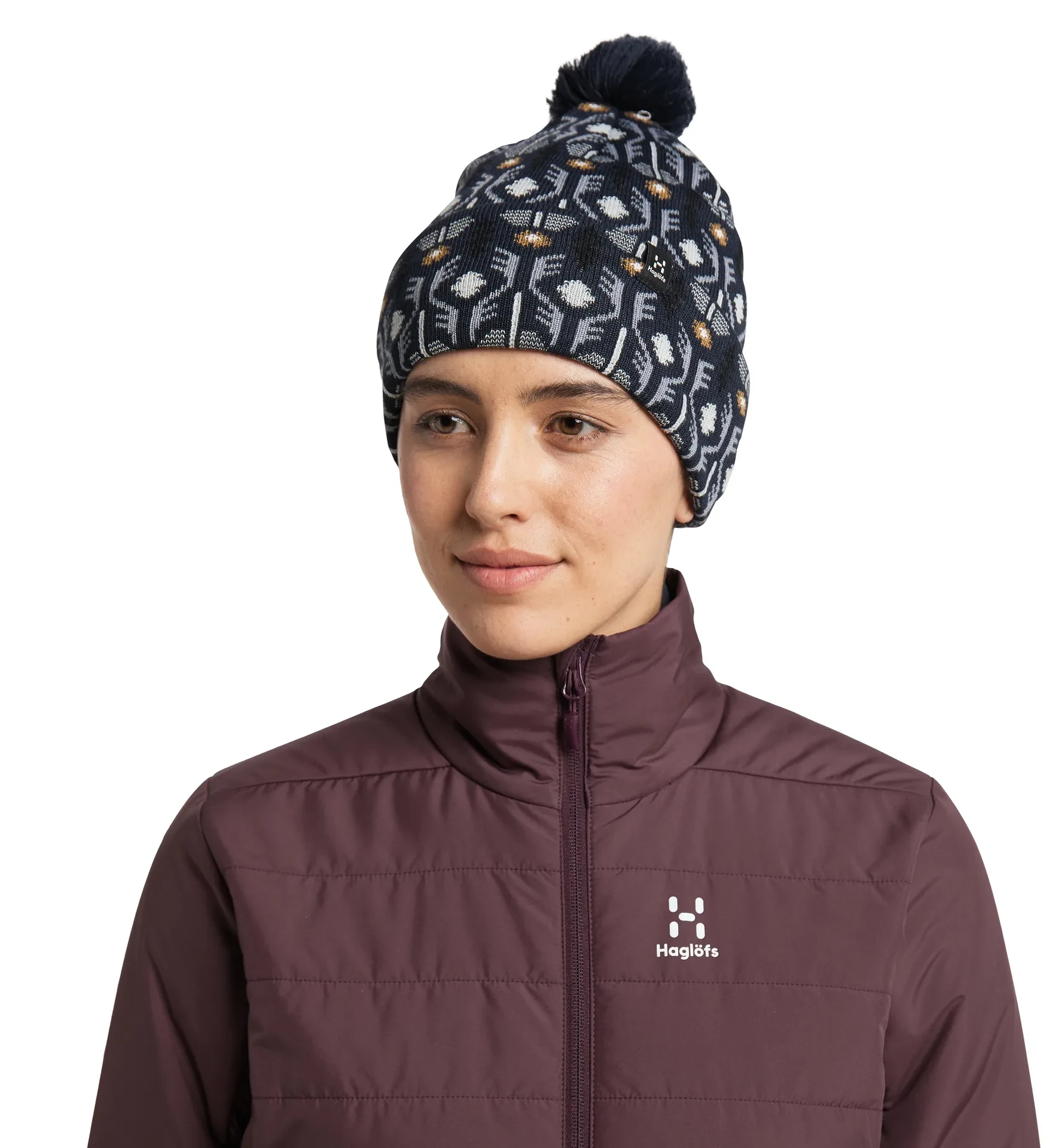 3. Caciulă Haglöfs Mountain Jaquard Beanie – Tarn Blue Pattern
