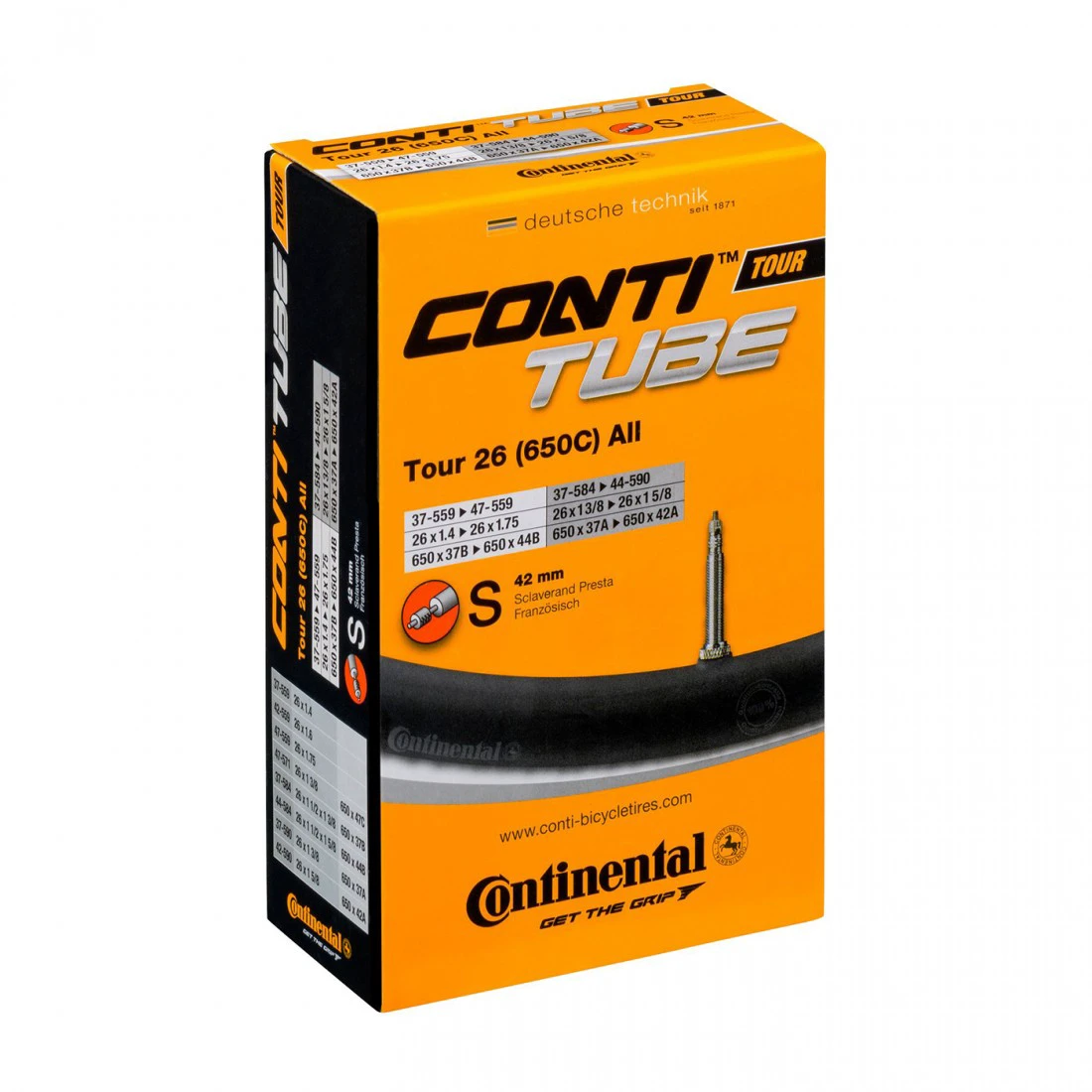1. Continental - camera bicicleta 26" Tour 26 MTB All S42 37-559 - 47-597 - valva presta 42mm