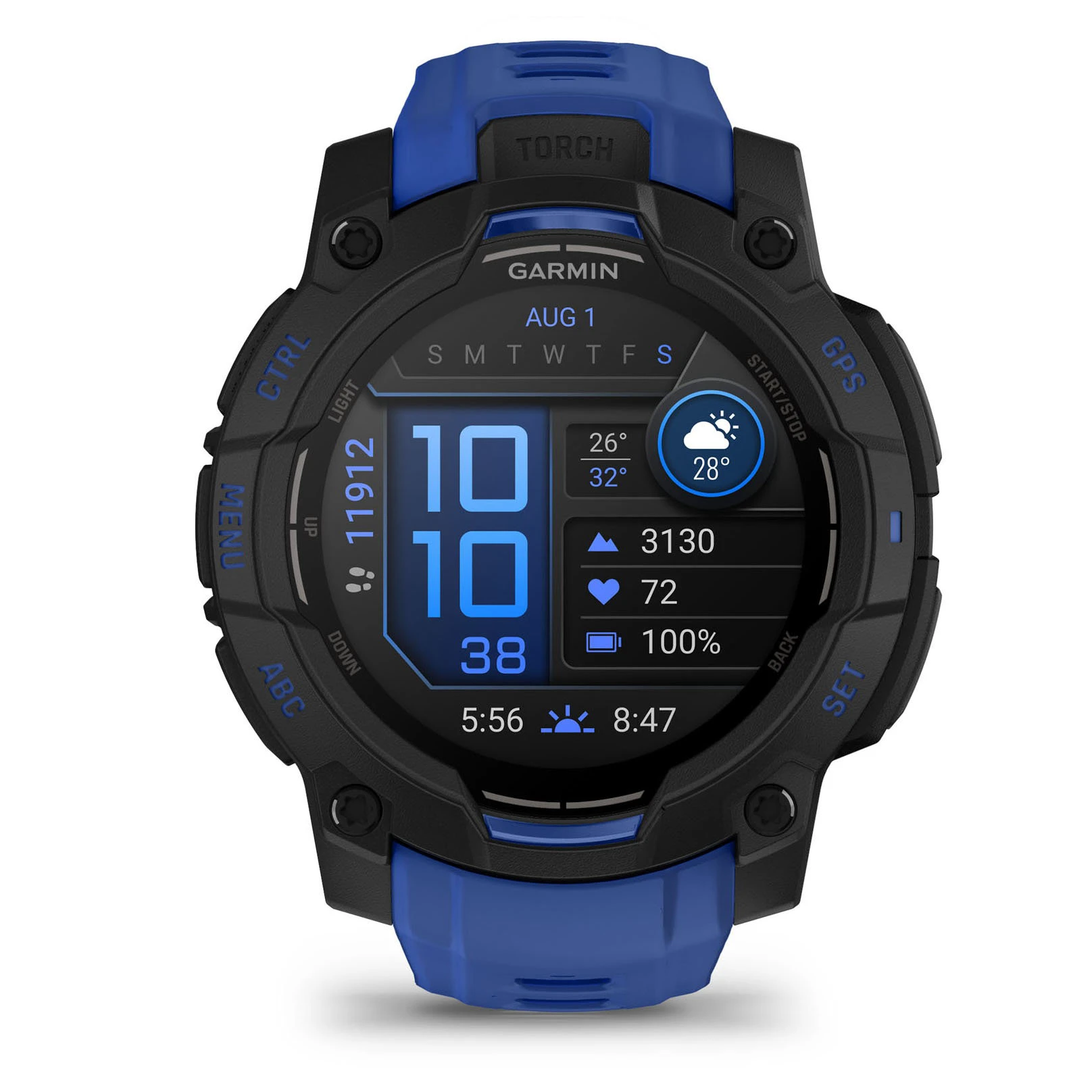 1. Garmin Instinct 3 AMOLED 45mm - Smartwatch Robust GPS - ediția limitată albastră