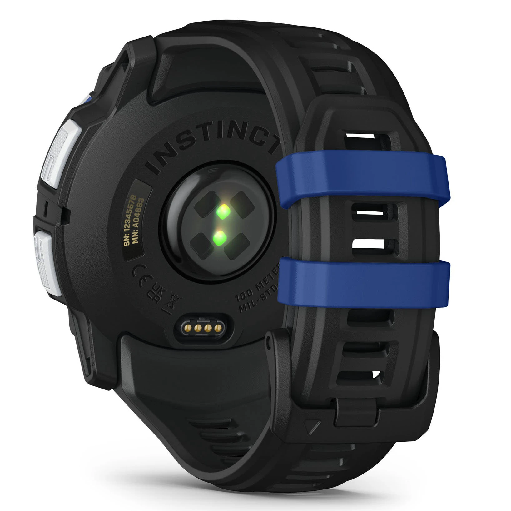 6. Garmin INSTINCT 3 - 50 mm Solar - Whitestone cu curea neagră/albastru intens - smartwatch robust cu GPS