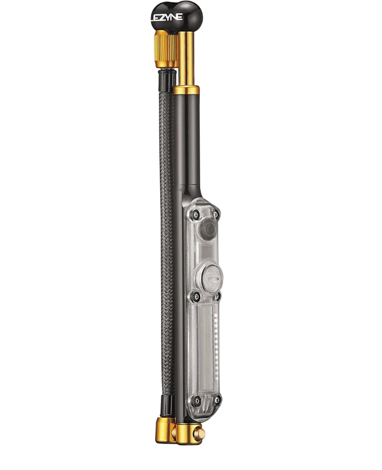 1. Lezyne - mini pompa suspensie - Hand Pump Shock Drive Digital - 350 psi | 24.1 bar - black I gold - 14 cm
