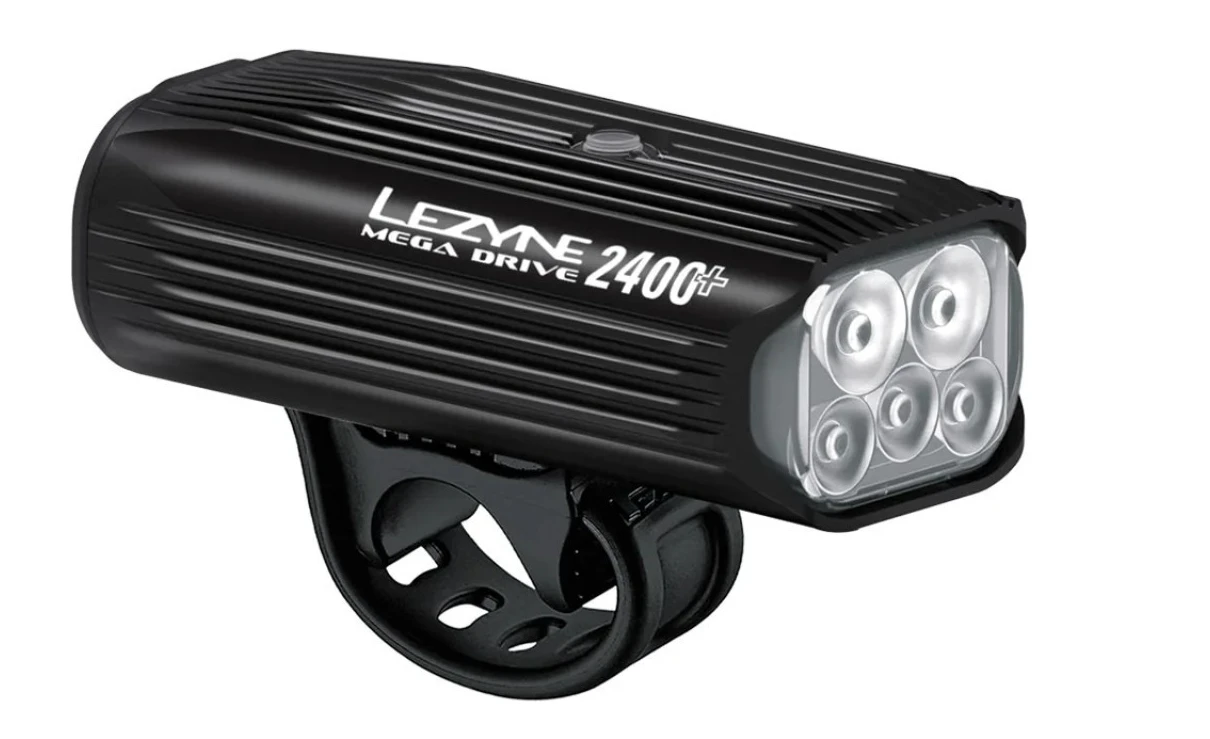 1. Lezyne - Lumina fata far - MEGA DRIVE 2400+ - 2400 lumeni USB - negru