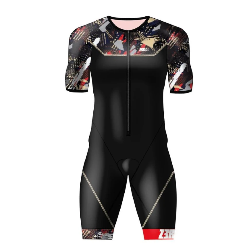 1. Z3R0D - costum triatlon cu maneca scurta - TTSUIT START HOMME - psycho champagne
