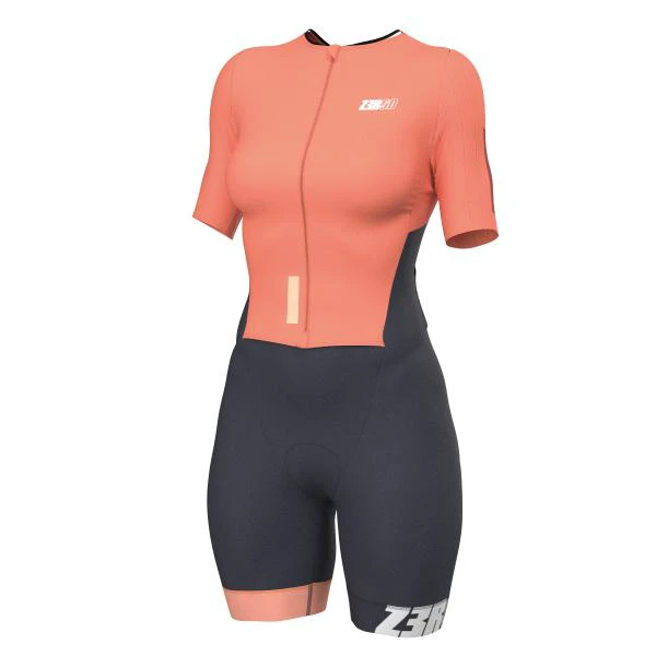 1. Z3R0D - Costum triatlon femei cu maneci - Racer TTsuit - fusion coral