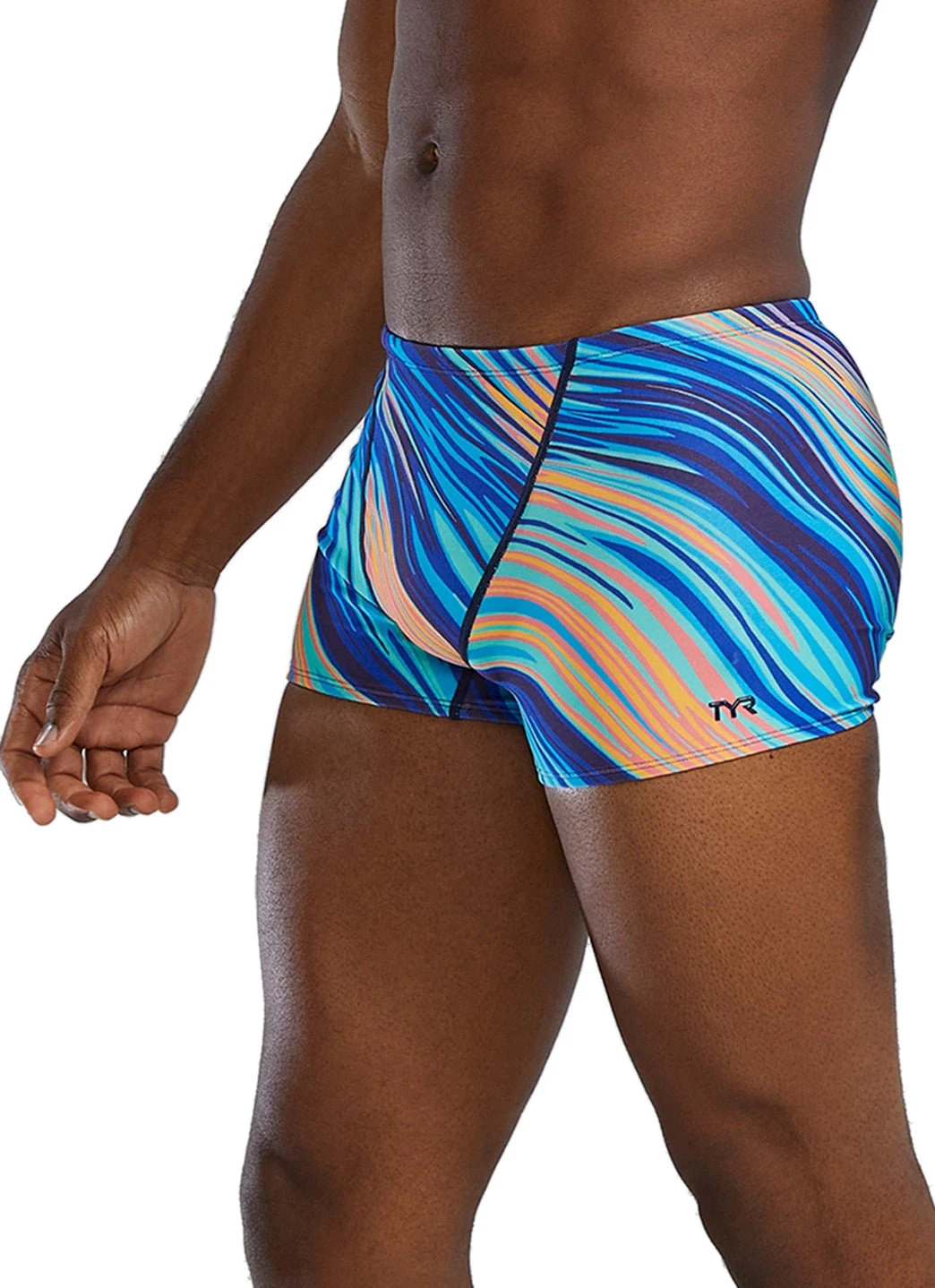 3. Costum înot TYR Riptide Square Leg - turcoaz/portocaliu | Durafast Elite