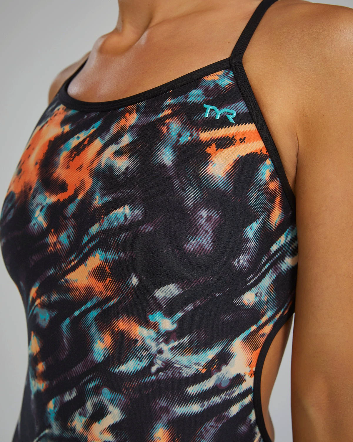 7. Costum înot întreg femei TYR Durafast Elite Trinityfit - portocaliu/bleu/negru | rezistent clor